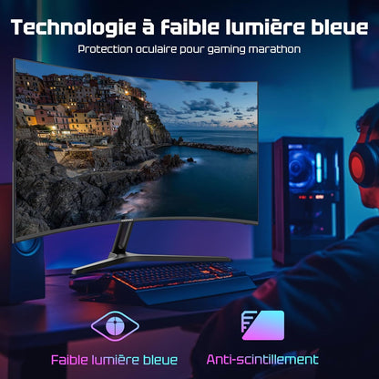 Ecran PC Gamer Incurvé 27 Pouces - 240Hz, FHD 1920X1080, 1Ms MPRT, Srgb 130%, Anti-Lumière Bleue, HDR, Adaptive Sync, HDMI 2.0/DP 1.4, VESA 100X100, Amzg27C1Pro