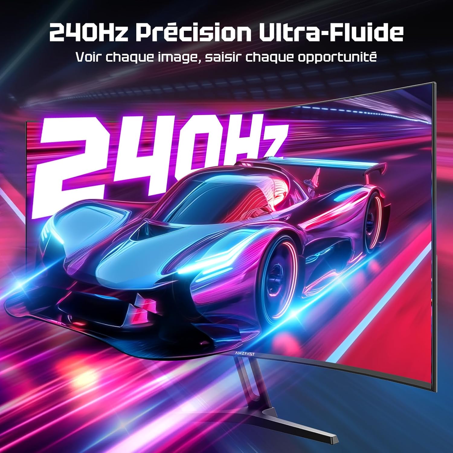Ecran PC Gamer Incurvé 27 Pouces - 240Hz, FHD 1920X1080, 1Ms MPRT, Srgb 130%, Anti-Lumière Bleue, HDR, Adaptive Sync, HDMI 2.0/DP 1.4, VESA 100X100, Amzg27C1Pro