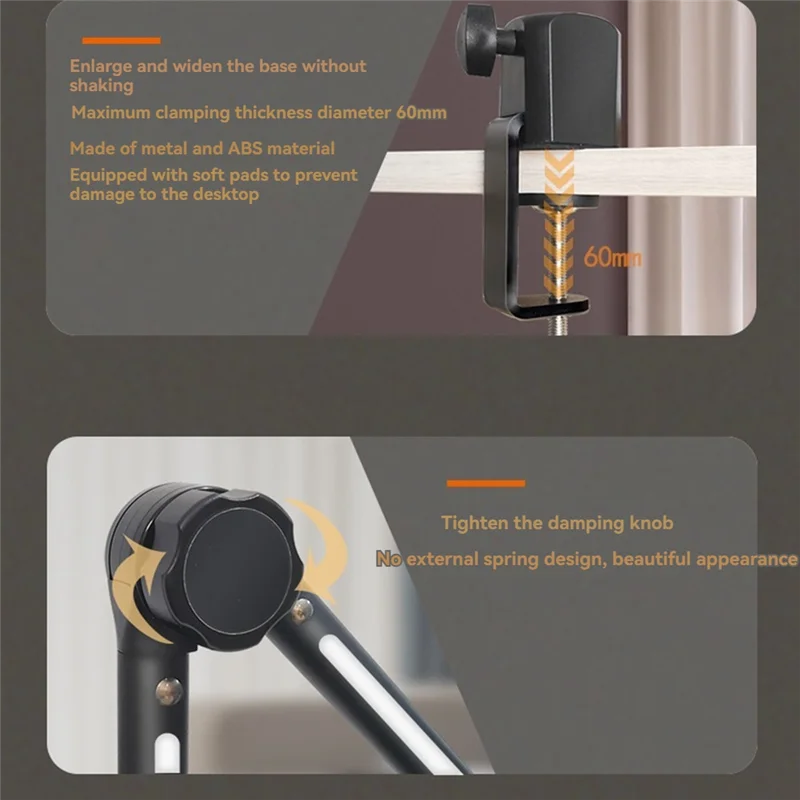 Support de micro RGB, bras de micro avec lumière RGB, bras articulé rotatif à suspension pour streaming et gaming