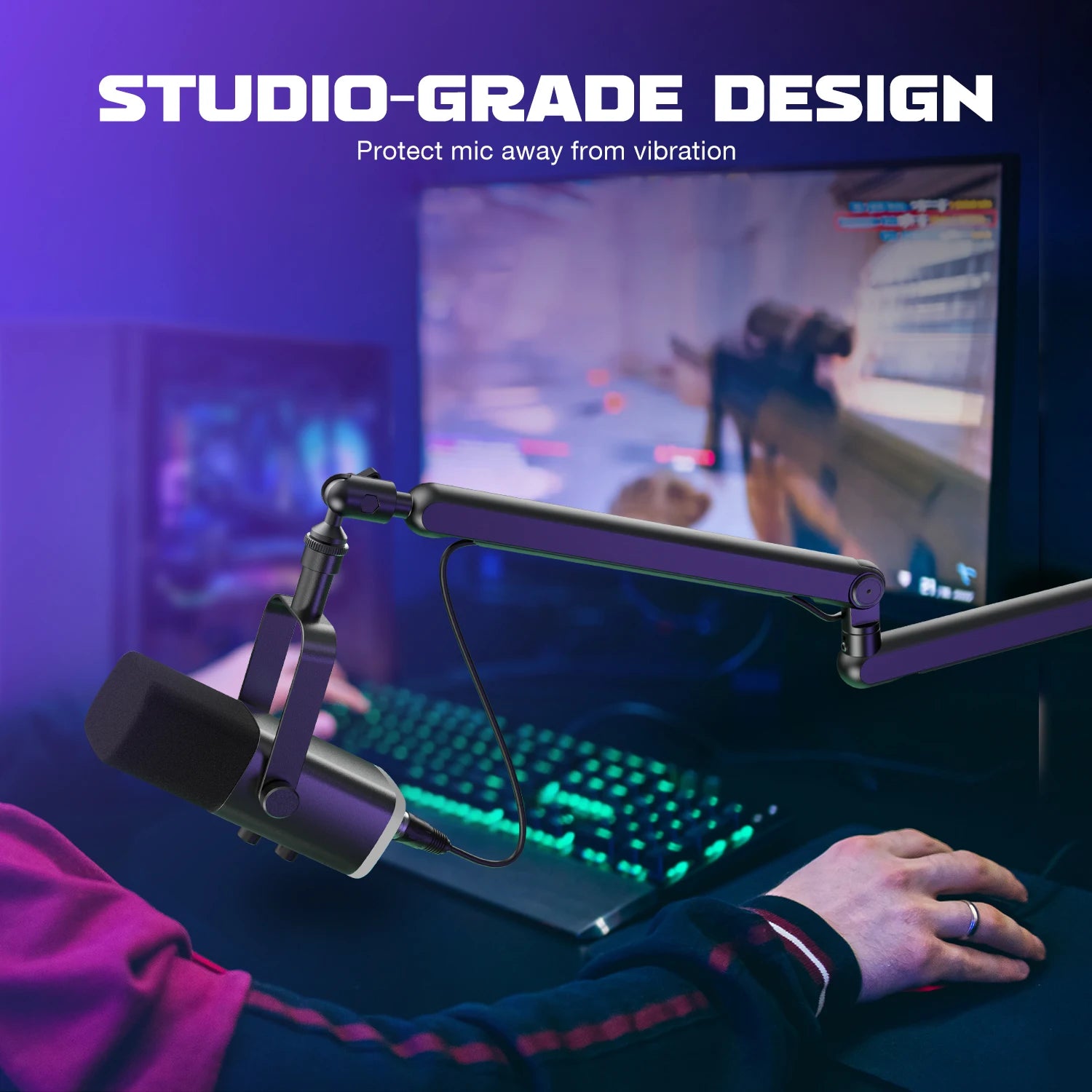 Support de microphone à bras réglable discret avec gestion des câbles et fixation bureau, bras articulé à suspension pour K688, Ampligame AM8-BM88