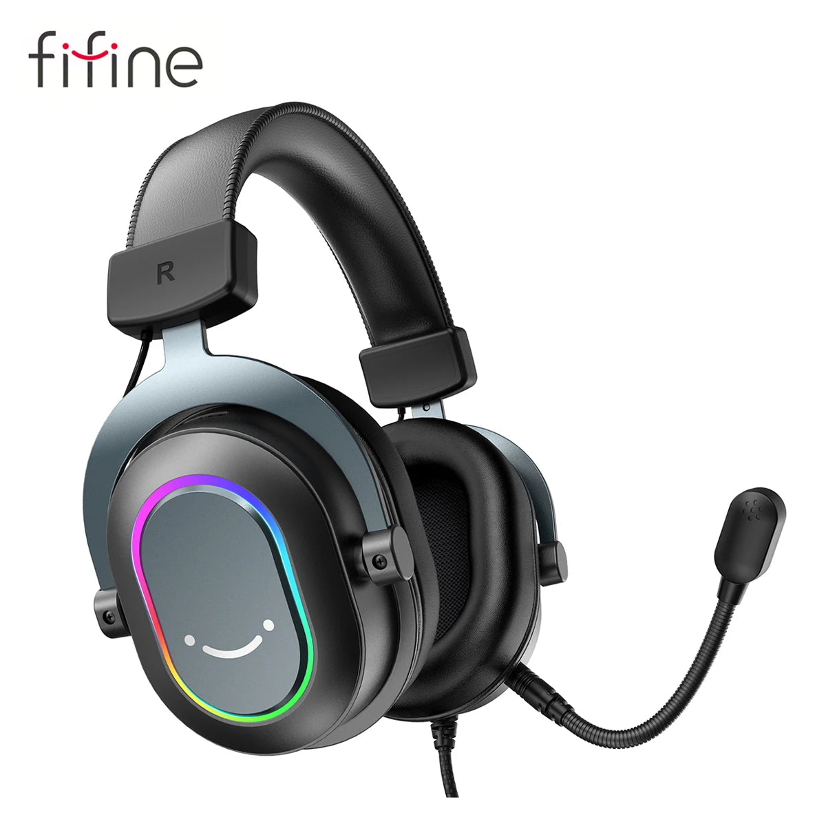 Casque de jeu FIFINE USB RGB avec micro, son surround 7.1, 3-EQ, plug & play pour PC/PS5 - H6