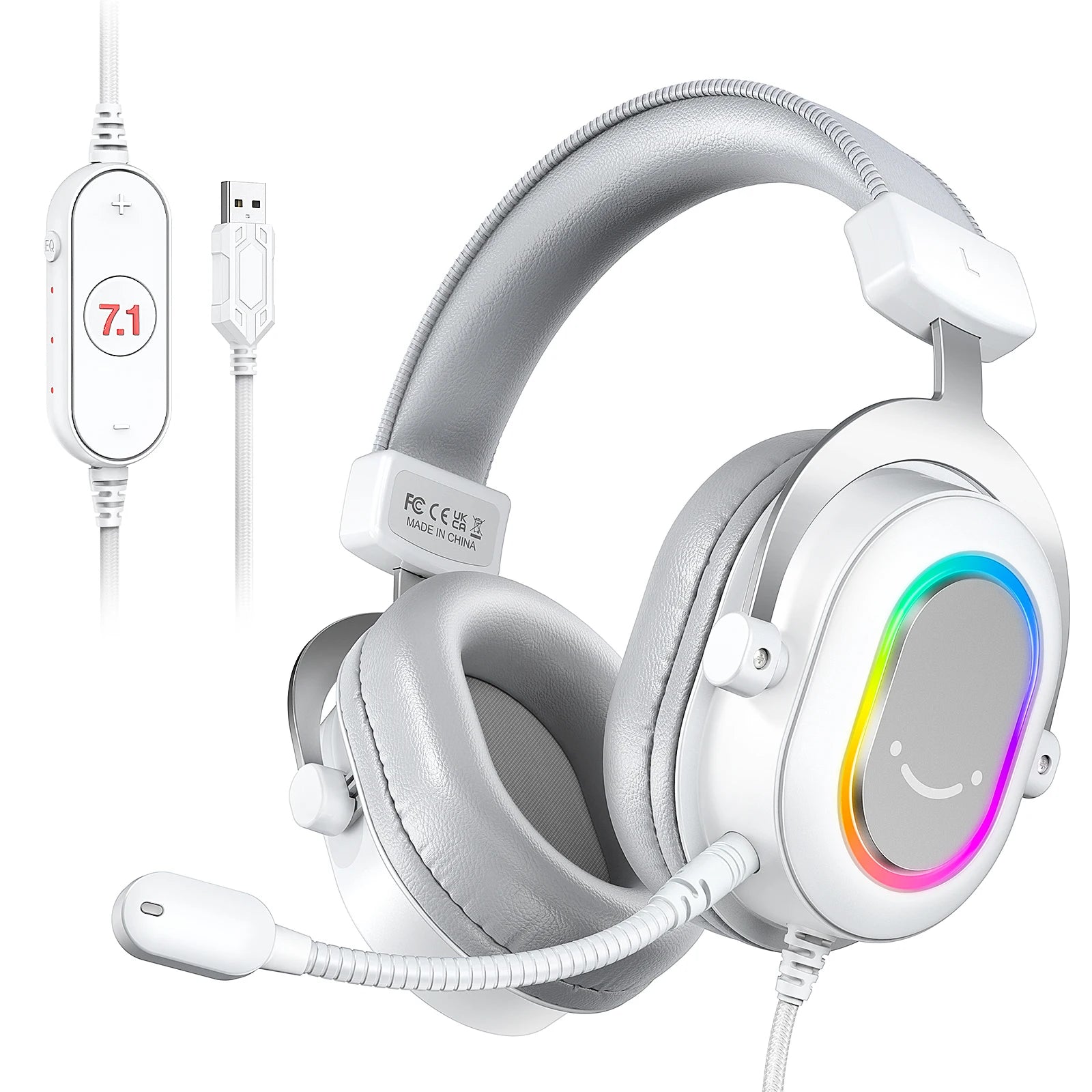 Casque de jeu FIFINE USB RGB avec micro, son surround 7.1, 3-EQ, plug & play pour PC/PS5 - H6
