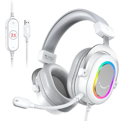 Casque de jeu FIFINE USB RGB avec micro, son surround 7.1, 3-EQ, plug & play pour PC/PS5 - H6