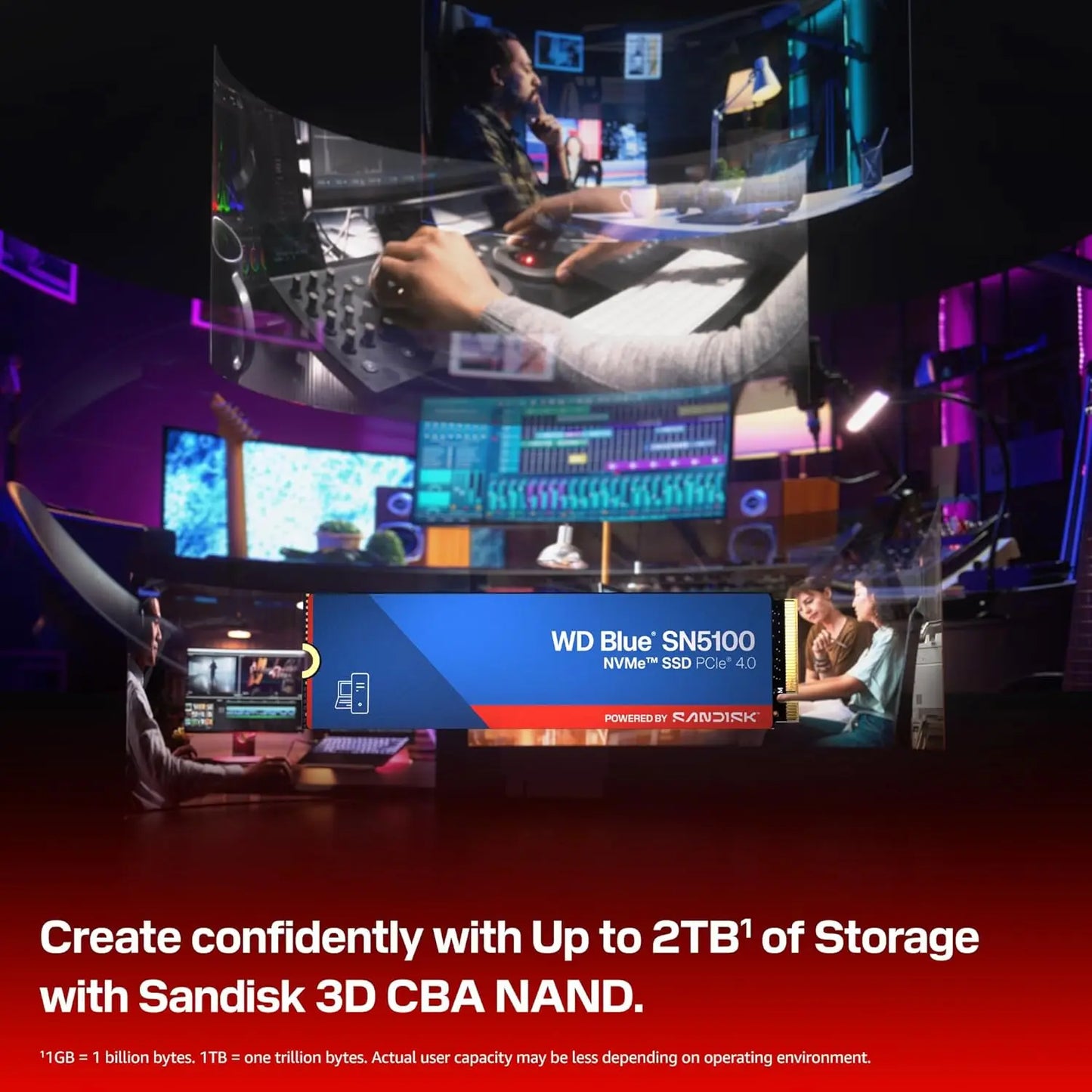 SSD Bleu SN5100 M.2 2280 NVMe Disque SSD Interne Haute Vitesse PCIe 4.0 pour Gaming, Compatible PC et Ordinateur Portable