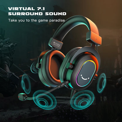Casque de jeu FIFINE USB RGB avec micro, son surround 7.1, 3-EQ, plug & play pour PC/PS5 - H6