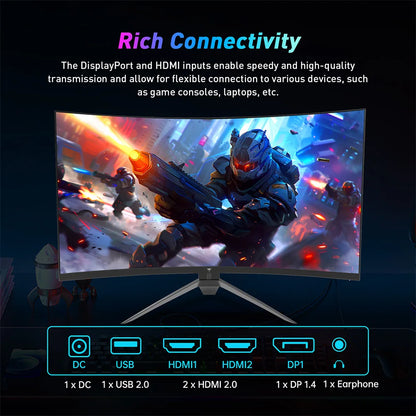 KTC H32S17F 32″ Écran incurvé gaming – 125 % sRGB • HDR10 • 3500 :1 • 240 Hz • 1920×1080 HVA • 3 ms