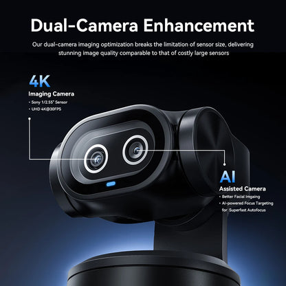 Webcam 4K EMEET PIXY à double caméra – Suivi AI, Capteur Sony, Contrôle gestuel, Autofocus et 3 micros intégrés pour streaming et visioconférence