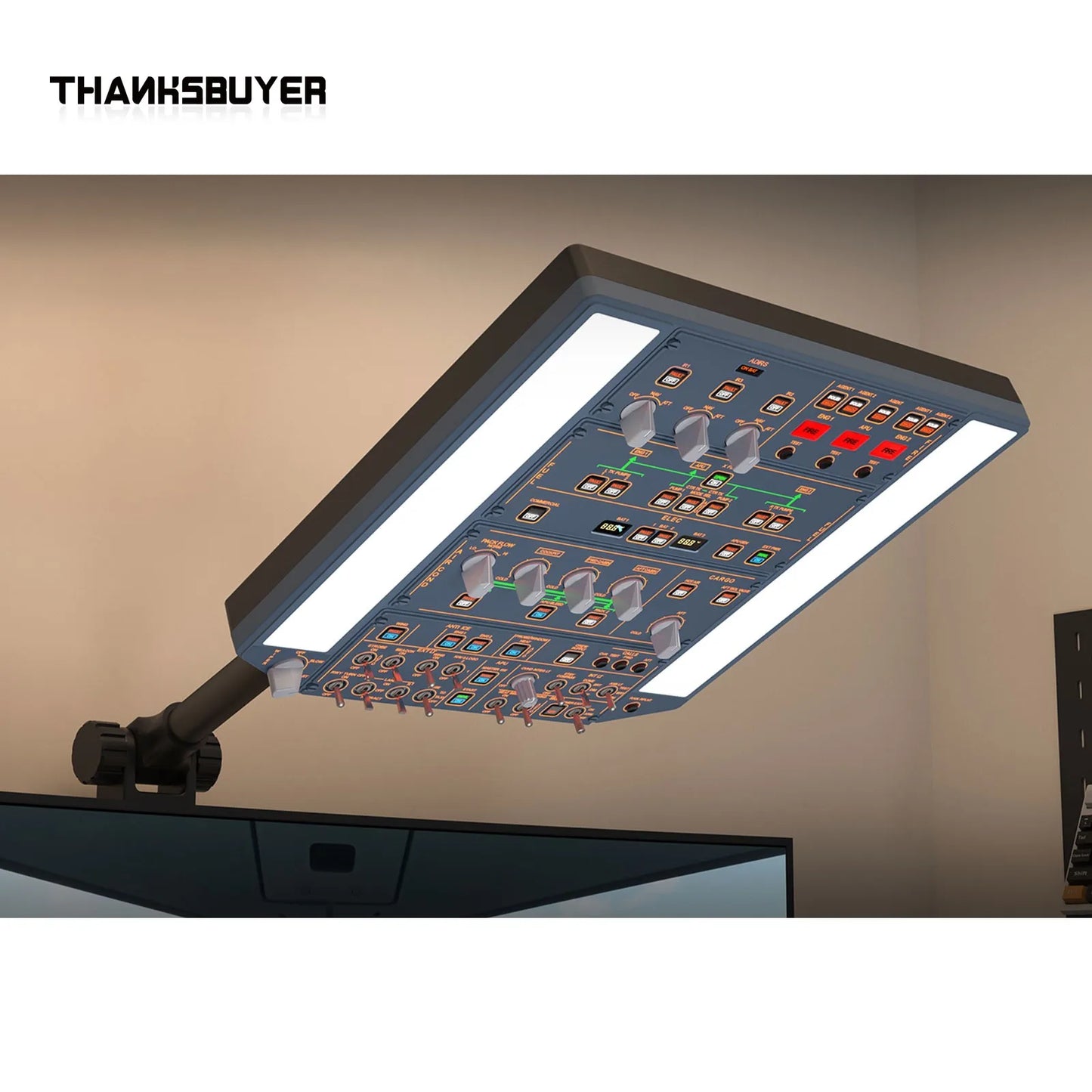 Panneau Overhead Airbus A320 WINGFLEX avec IRS et Gestion de l’Éclairage – Module de Simulation de Vol Professionnel pour Plateformes PC