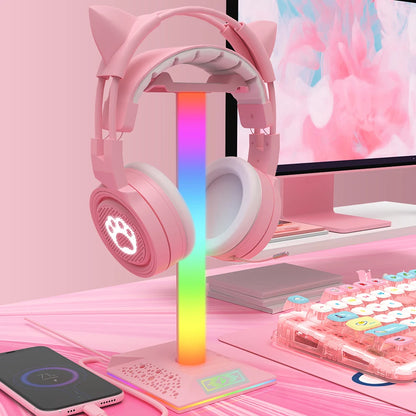 Support Casque RGB pour Gaming avec Ports USB – Support de Bureau avec Contrôle Tactile et Éclairage pour Casque / Écouteurs