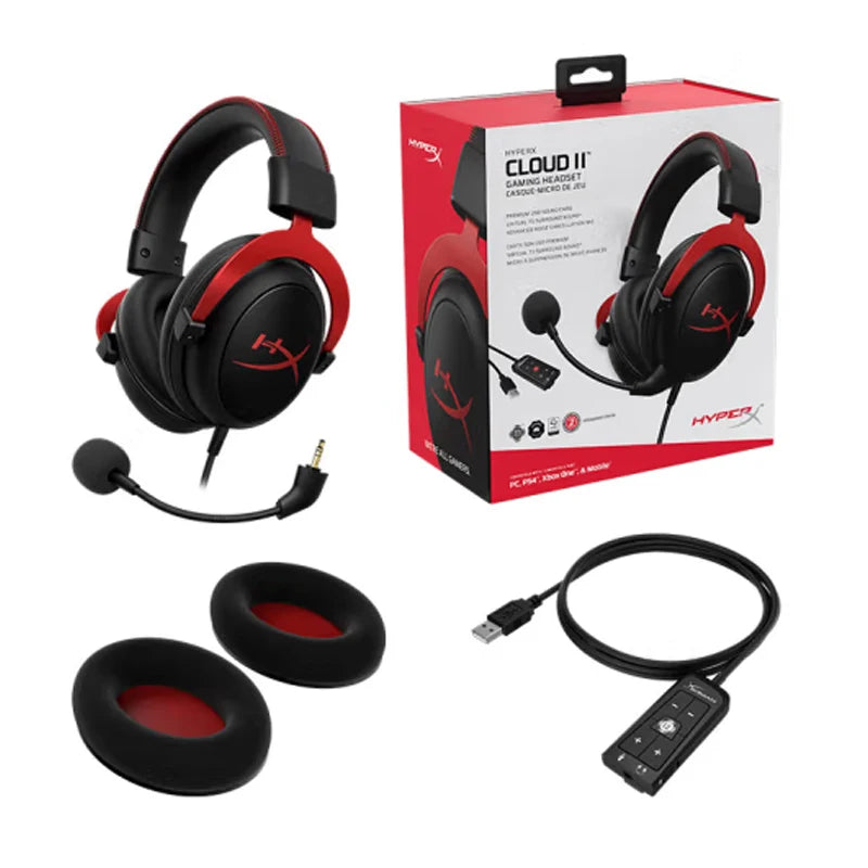 Hyper X Casque Gaming Cloud II  Son Surround Hi-Fi 7.1, Micro Détachable et Carte Son USB pour PC & PS