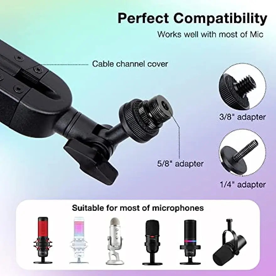 Support de Microphone à Bras Articulé à Suspension Lourde Réglable pour Micro SM7B, K688, K658, AM8, Microphone à Condensateur, Studio d’Enregistrement