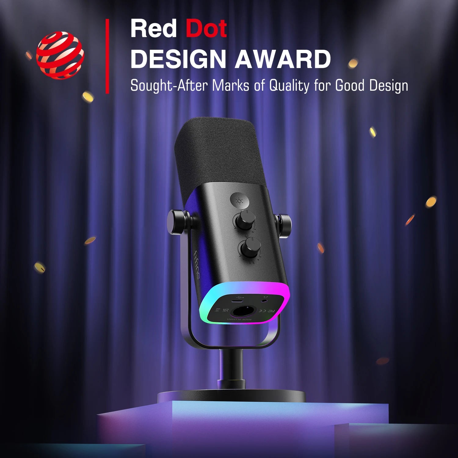 Microphone FIFINE USB/XLR Ampligame AM8 pour gaming et streaming – Bouton muet tactile, prise casque et contrôle complet