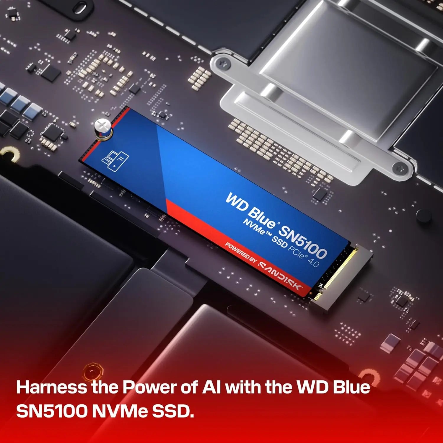 SSD Bleu SN5100 M.2 2280 NVMe Disque SSD Interne Haute Vitesse PCIe 4.0 pour Gaming, Compatible PC et Ordinateur Portable