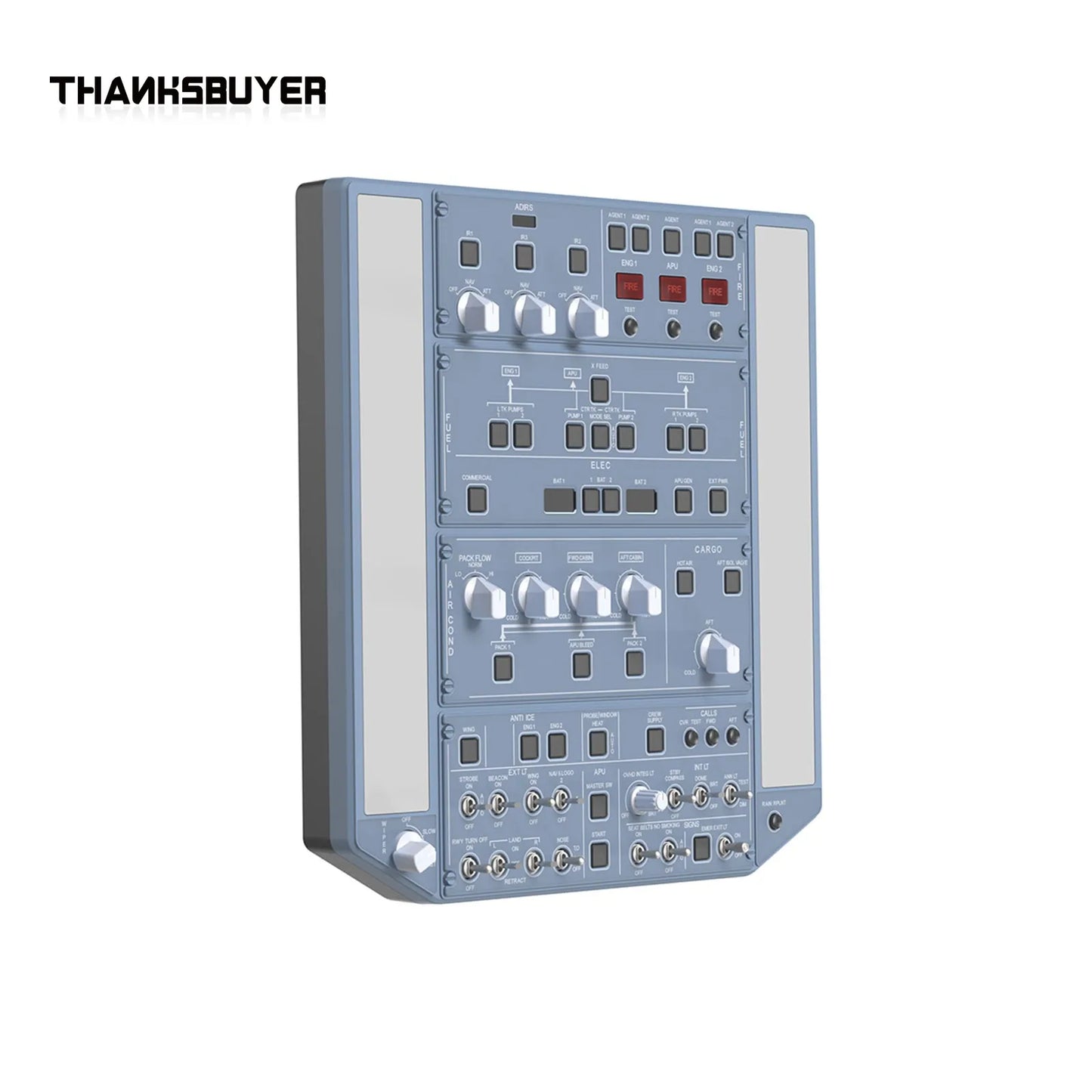 Panneau Overhead Airbus A320 WINGFLEX avec IRS et Gestion de l’Éclairage – Module de Simulation de Vol Professionnel pour Plateformes PC