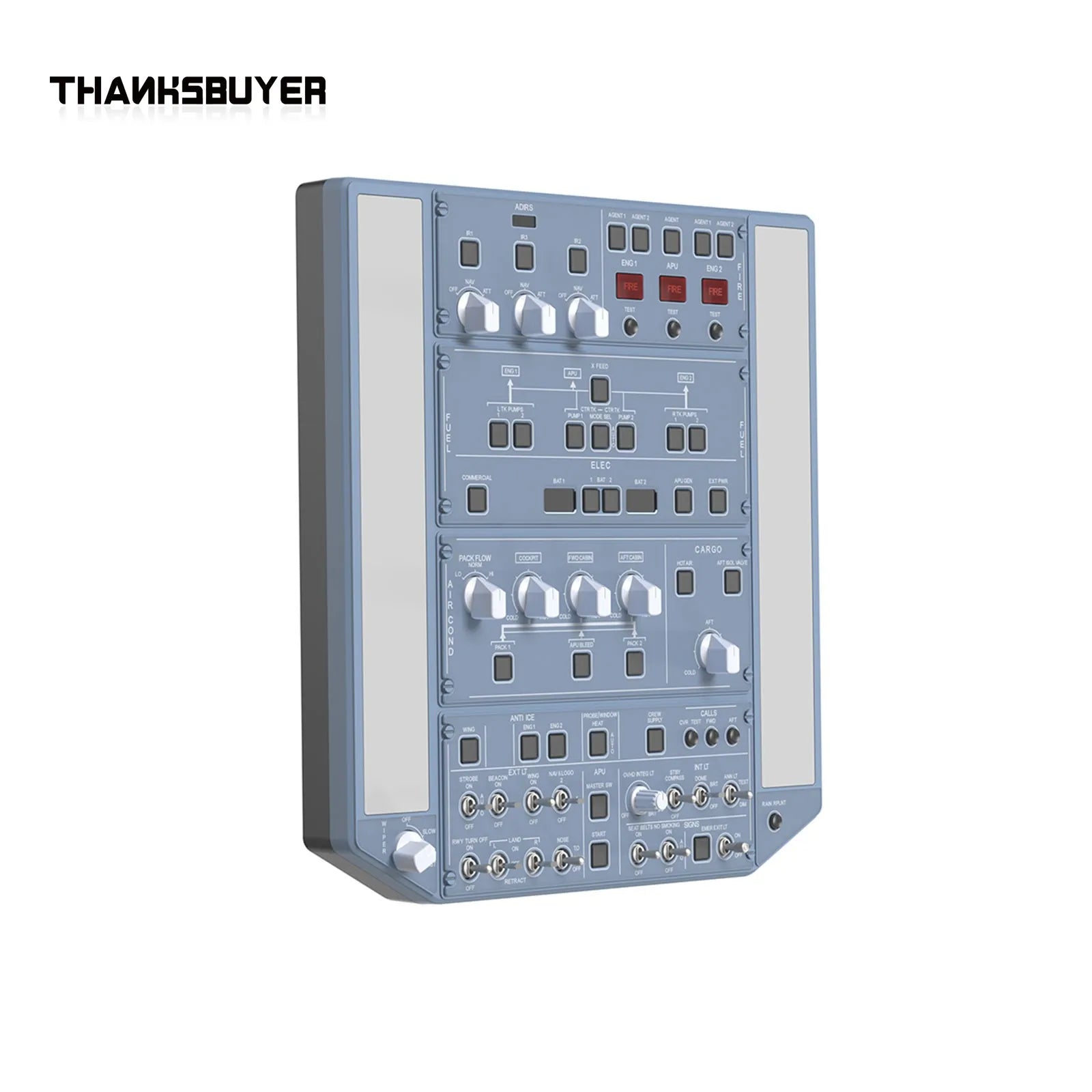 Panneau Overhead Airbus A320 WINGFLEX avec IRS et Gestion de l’Éclairage – Module de Simulation de Vol Professionnel pour Plateformes PC