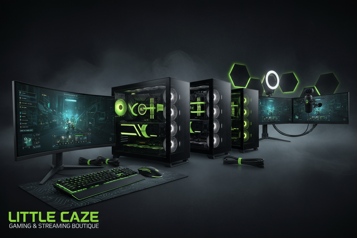 Little caze boutique spéciialisé dans la configuration de PC gaming et streaming. voici la couleur de charte graphique #90AF0C